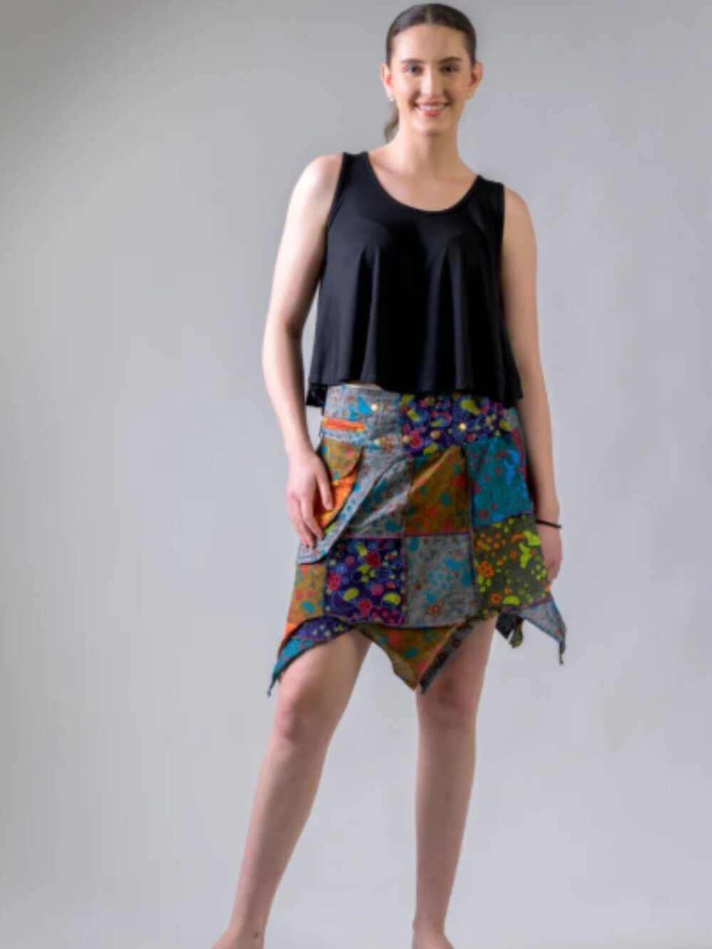 Rhea Colorful Mushroom Patch Skirt